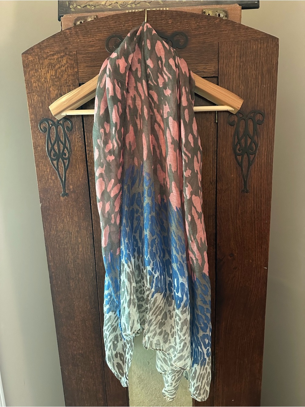 Headbands of Hope Leopard Printed Multi Colored Scarf 35”x68” Spring Lightweight